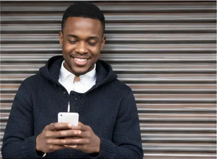 Man using smartphone