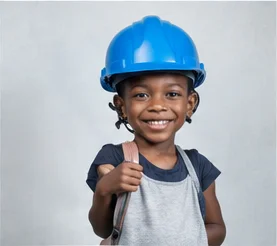 Child in hard hat