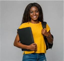 Student with notebooks