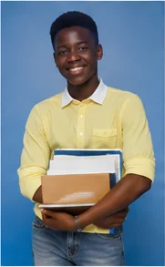Student holding books